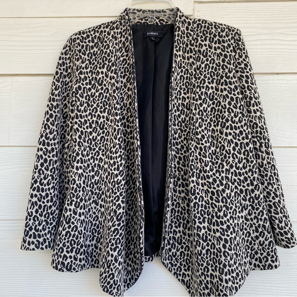 Elementz Leopard Print Open Front Blazer Size Sma… - image 1